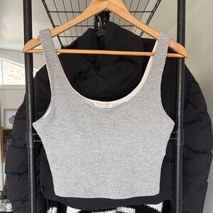 Abercrombie & Fitch Gray Waffled Lounge Crop Top